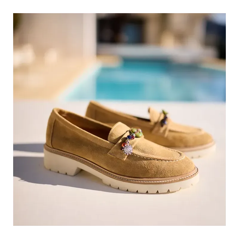 MZ Mocassins Angèle Nub Camel