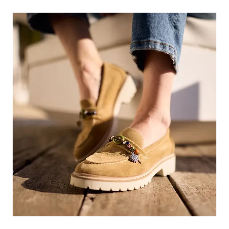 MZ Mocassins Angèle Nub Camel