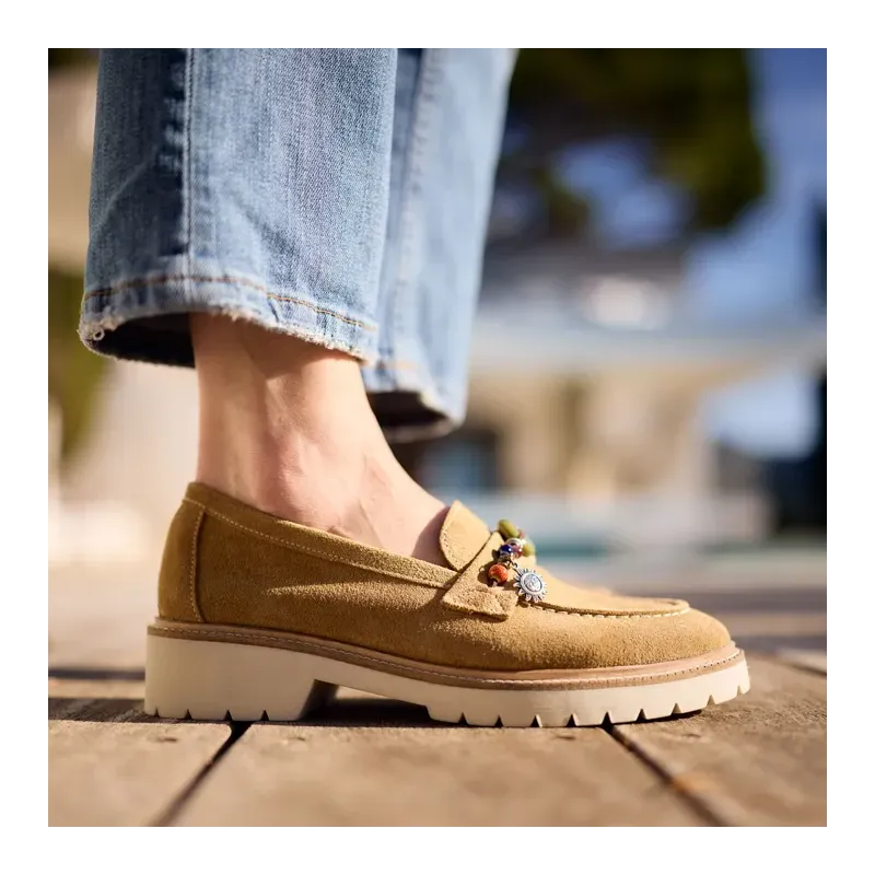 MZ Mocassins Angèle Nub Camel