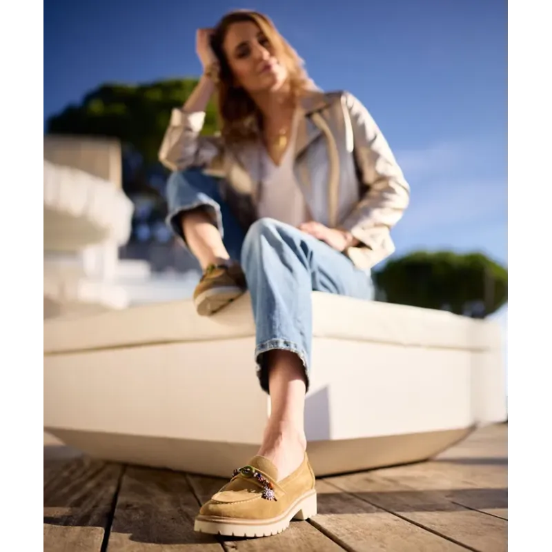 MZ Mocassins Angèle Nub Camel