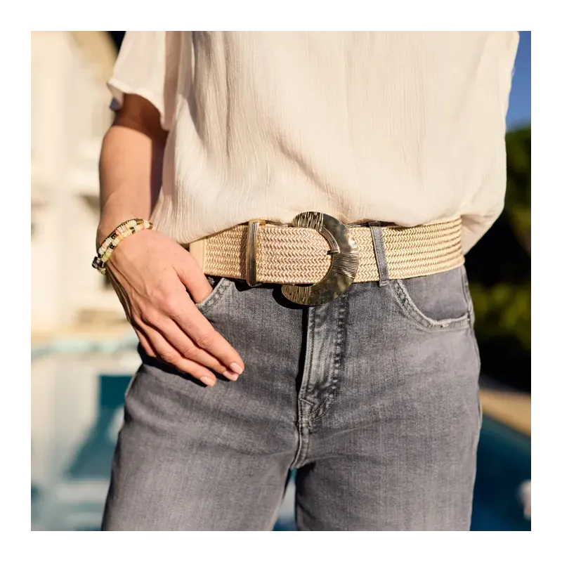 MZ ceinture Alba beige boucle or
