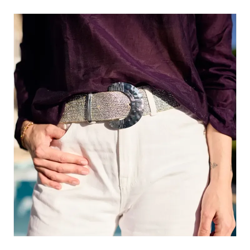 MZ ceinture Alba irisé argent