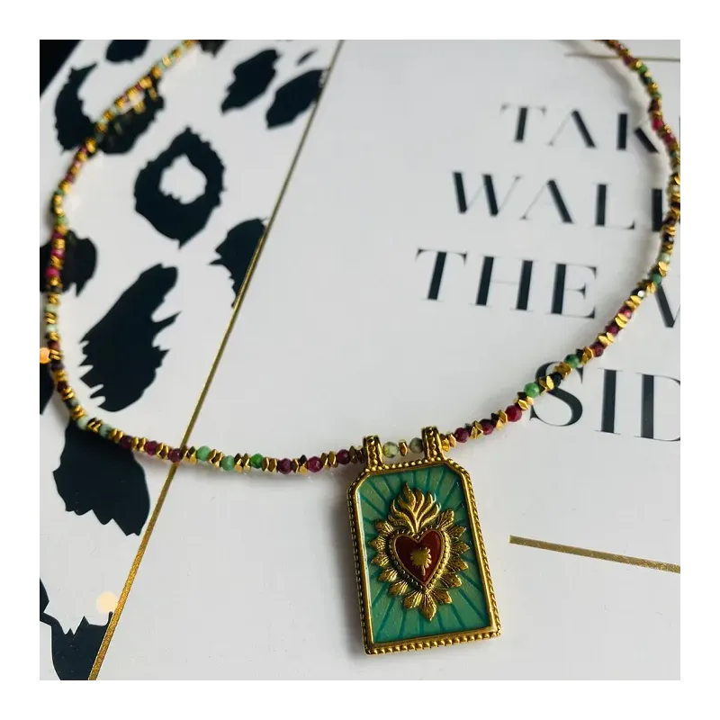 MZ collier Love Vert Or