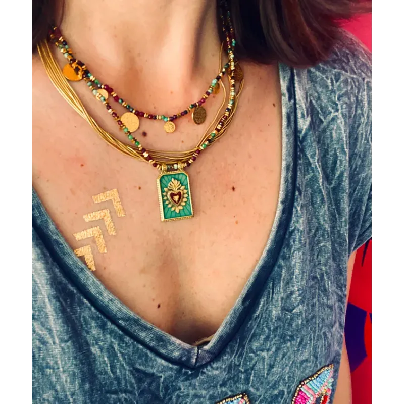 MZ collier Love Vert Or