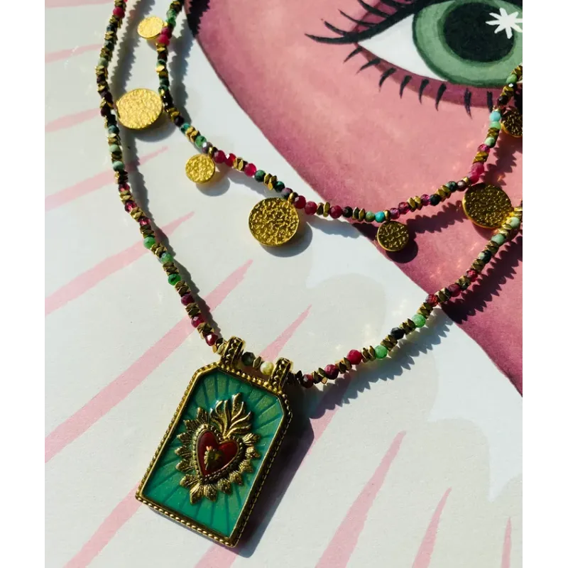 MZ collier Love Vert Or