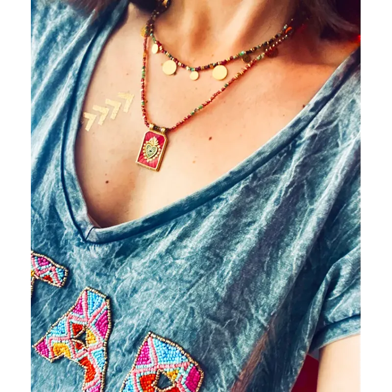 MZ collier Love Lilas Or