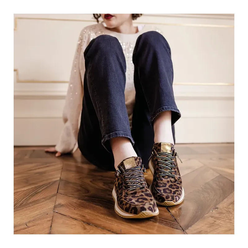 MZ baskets Daisy Léop Or