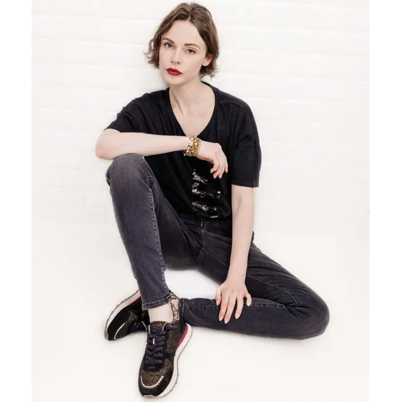 MZ baskets Marie Noir Or