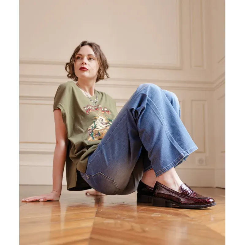 MZ mocassin Thelma croco bordeaux