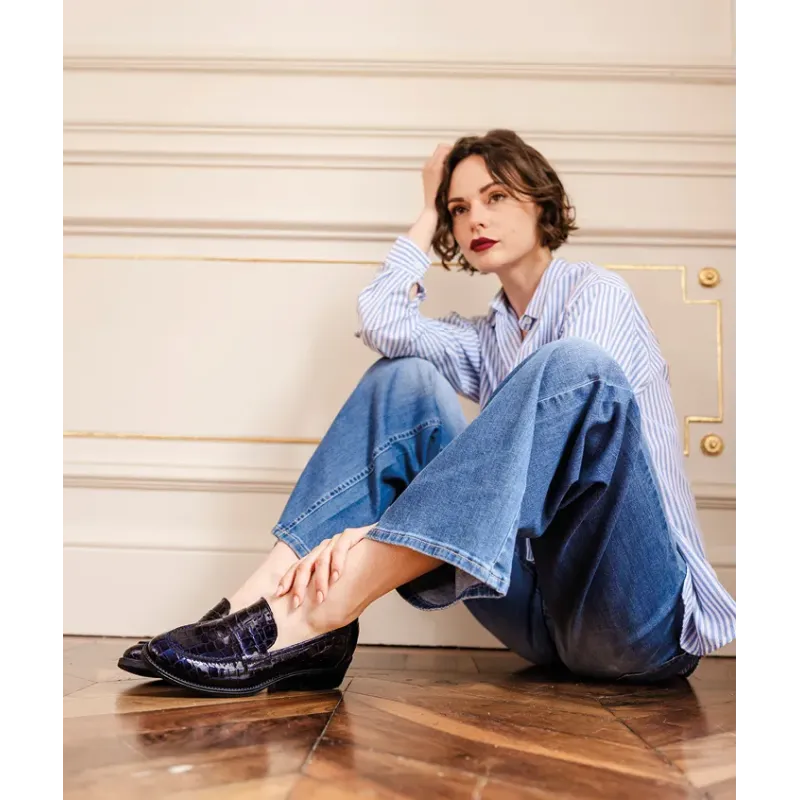MZ mocassin Thelma croco bleu