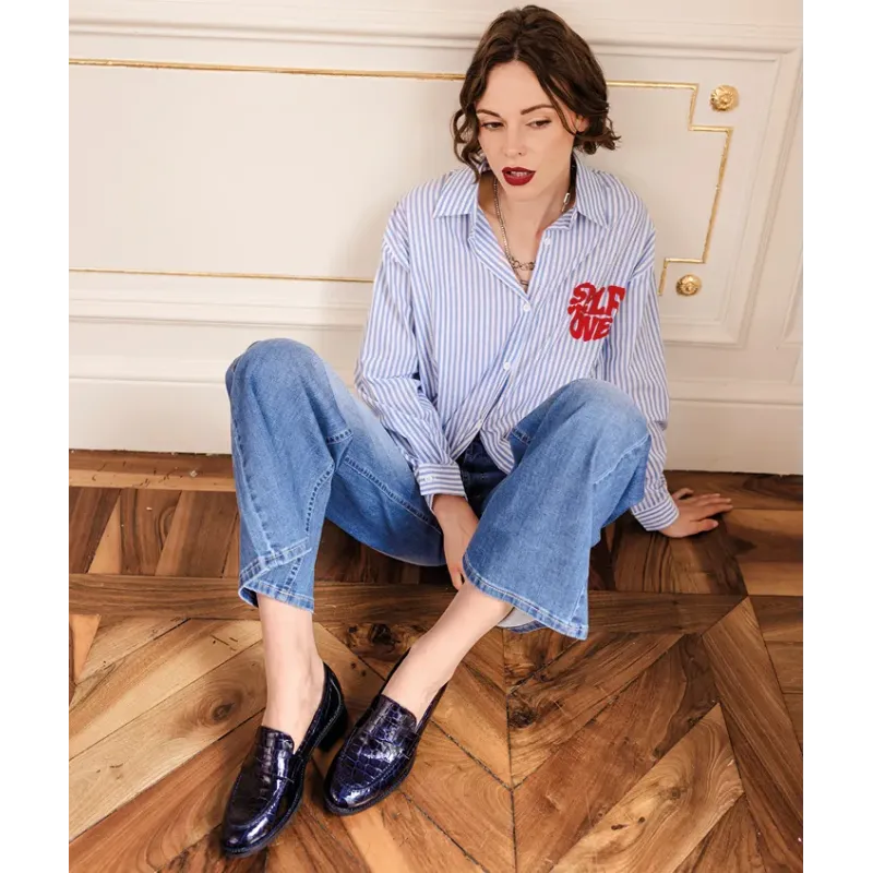 MZ mocassin Thelma croco bleu