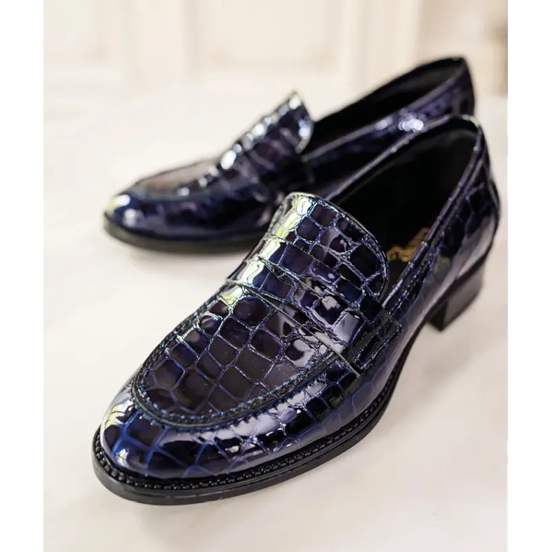 MZ mocassin Thelma croco bleu