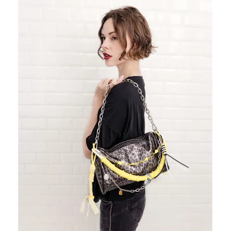 MZ Sac Miley Léop Argent Bijou Jaune