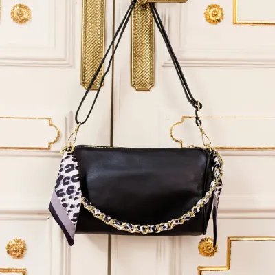 MZ Sac Miley Noir Chaine Or Léop