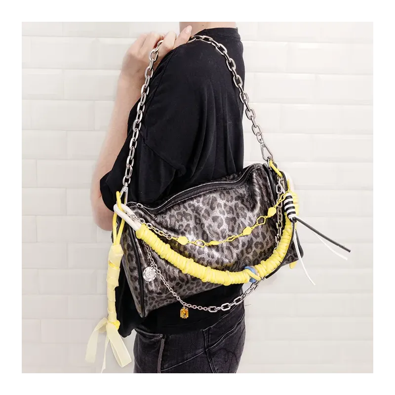 MZ Sac Miley Léop Argent Bijou Jaune