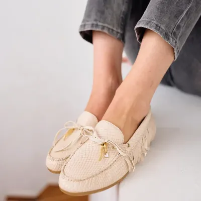 Mazélie mocassins Elena Python Écru