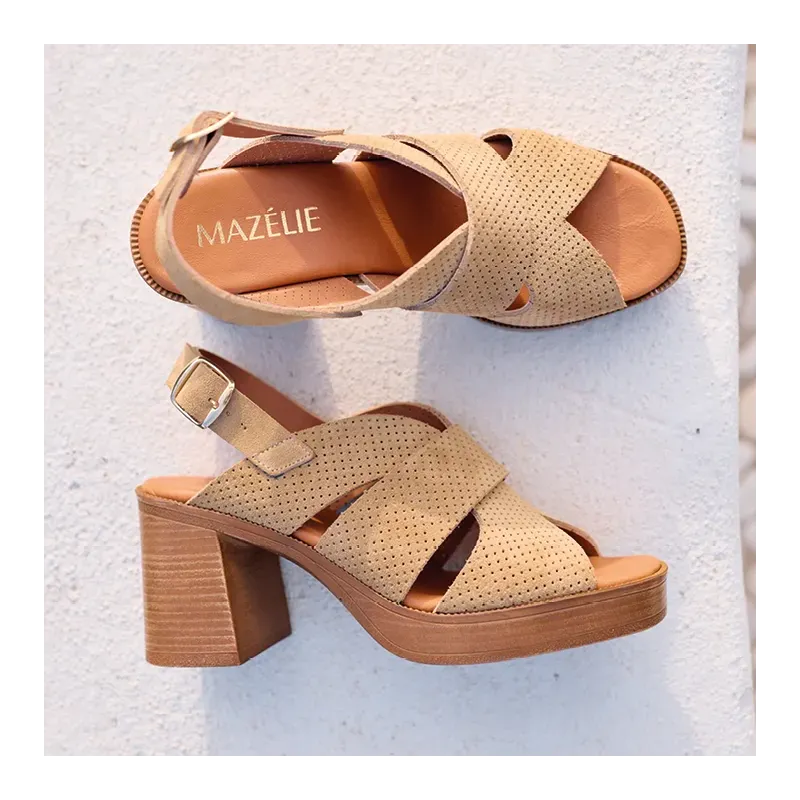 Mazélie Sandales Léa Nub Camel