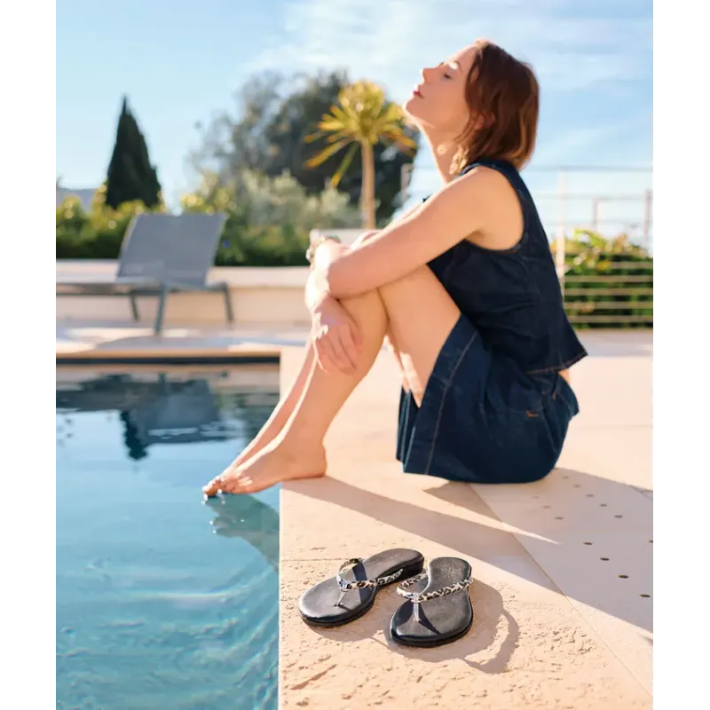 MZ Tongs Sandy Léop Argent