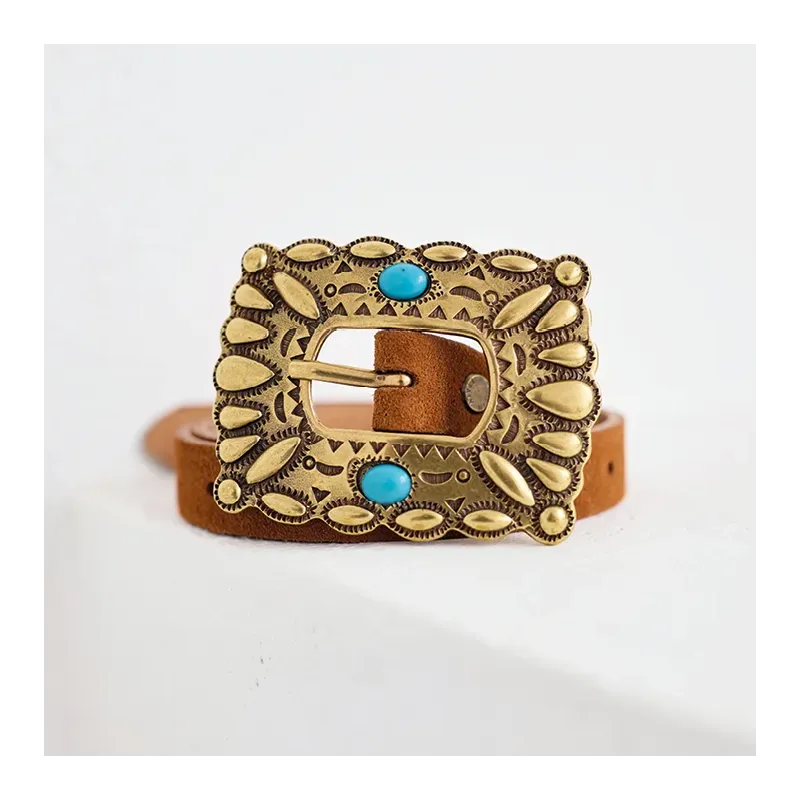 Mazélie ceinture Cayro Turquoise Nub Camel