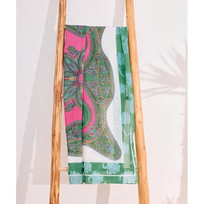 Mazélie foulard Léora Vert/Rose